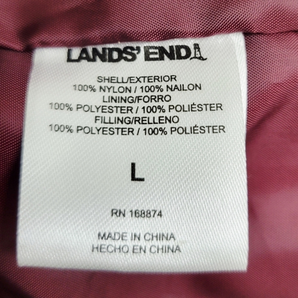 Land's End Quilted Burgundy Red Women's Puffer Vest | Size Large - Picture 4 of 5